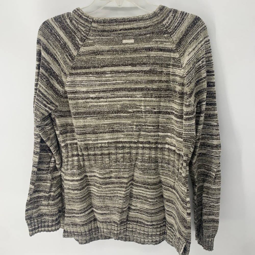 Women's Columbia Sweater Earth Tone Striped Size Large Side Slit Accent - Picture 8 of 9